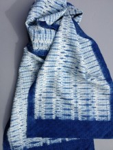 Woven shibori scarves at Silksational