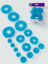 wool prefelt circle shapes in turquoise