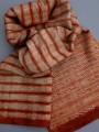 Woven shibori scarves at Silksational. This example dyed with Madder
