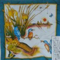 Kingfisher scarf 90 cm x 90 cm