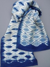 Woven shibori scarves at Silksational