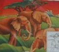 Elephants scarf  90 cm x 90 cm