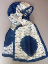 Woven shibori scarves at Silksational, ready to pull up and dye